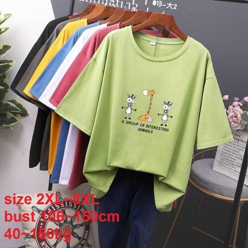 Women Cartoon T Shirts Oversized 5XL 6XL 7XL 8XL 40-150kg T Shirts Women Tees Casual O-Neck Short Sleeve Harajuku Cool T-shirt