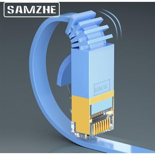 SAMZHE Cat7 Flat Ethernet Cable RJ45 Cat 7 Lan UTP RJ 45 Cable for Compatible Patch Cord Modem Router