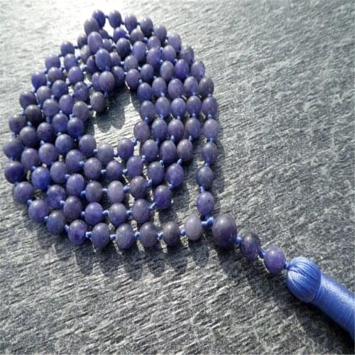 8mm Tanzanite Stone 108 Beads Mala Tassel Necklace Spirituality Mala Prayer Classic Retro Tibetan Buddhism