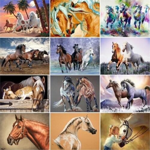 AZQSD Painting By Number Canvas Kits Horse DIY Unframe Unique Gift Coloring By Numbers Animal Home Decoration For Adult