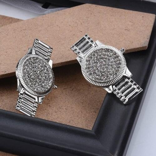 Fashion Gold Silver Color Watch Shape Drop Earrings For Women Jewelry Luxury Inlay Crystal Rhinestone Earrings Accessories Femme