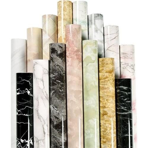 Modern DIY Marble Self-adhesive PVC Waterproof Film for Kitchen Cabinet Desktop Restoration Sticker wall decorations living room