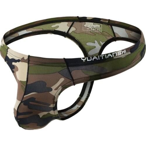 Sexy Men G String Thongs Camouflage Gay Men Underwear Men T-Back Thong Jockstrap Mens Briefs Male Sexy Penis Pouch Panties