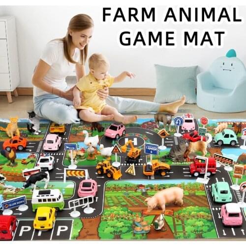 Montessori Farm Animals Toys Set Educational Figurine Flash Cards Play Mat Learning Educational Toys Brinquedos Juguetes I0764H