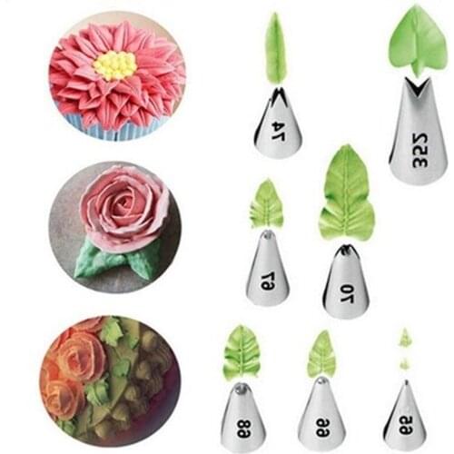 6 Styles Set Leaves Nozzles Stainless Steel Icing Piping Nozzles Tips Pastry Tips For Cake Decorating Pastry Fondant Tools