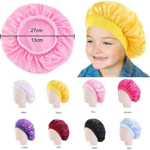 New childrens night hat soft wide-brimmed stretch satin baby sleep night hat baby hat suitable for children aged 2-8