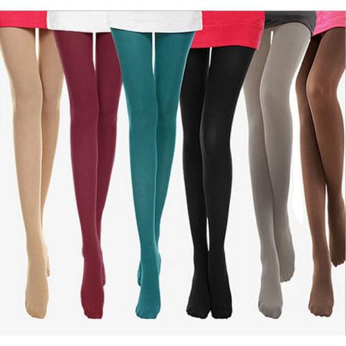 New Sexy Womens Girls Stockings Candy Colors Opaque Footed Tights Pantyhose Solid Elastic Standard 8 Colors Stockings
