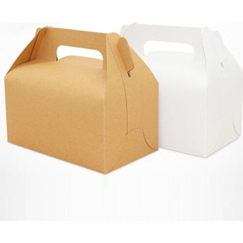 10 Pcs Gift Box Muffin Packaging Party Birthday Dessert Baking Package Cookies Cupcake Box Kraft Paper Box With Handle Wedding
