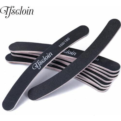 Tfscloin 10pcs Pro Nail File 100/180 Grit Buffer Block UV Gel Tips Varnish Emery File Sandpaper Double Side For Salon Manicure