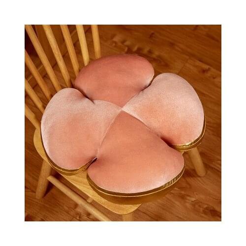 Luxury Velvet Four Leaf Clover Pillow Stuffed Pink Black Lucky Leaf Chair Seat Pillow Elegant Flower Floor Mat Sofa Home Decor