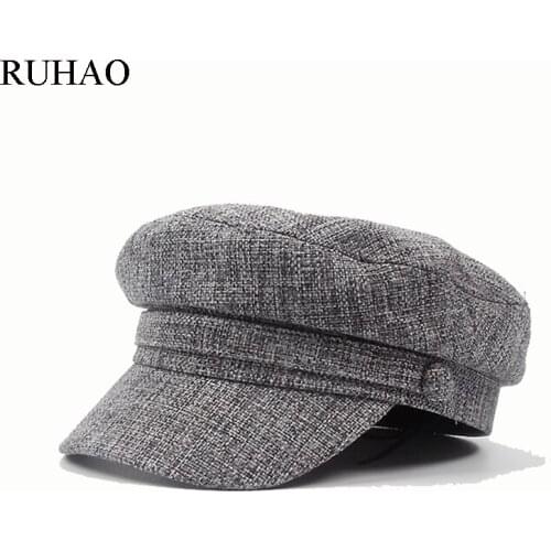 RUHAO Retro Elegant Winter Female Beret Cap Woman Girl Flat Cotton Newsboy Warm Hat Black/Wine Artist cotton Women Hat