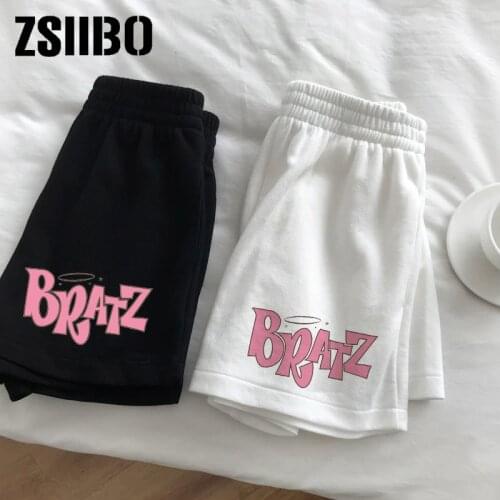 Elastic waist casual beach party hanbok size high waist letter cute printed sports shorts female summer female shorts Shorts Y2k