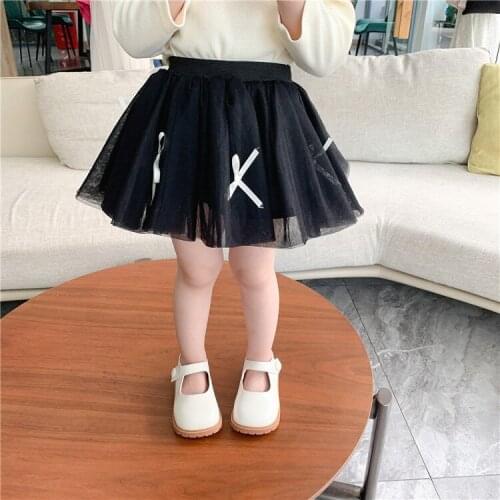 Girls Korean Ball Gown Skirt Puff Skirt 2021 Spring New Childrens Bow Tie Skirts Baby Girl Clothes Toddler Tutu Skirts 2-7 Year