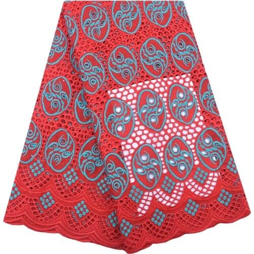 Zhenguiru 100% Red Cotton Fabric New Arrival Swiss Fabric Mesh African Fabric Embroidery Nigerian Fabric For Women Wedding A2016