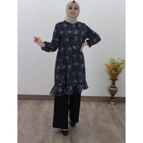 2021 summer season womens crepe fabric mobile stone hijab Tunik muslim İslamic shirt