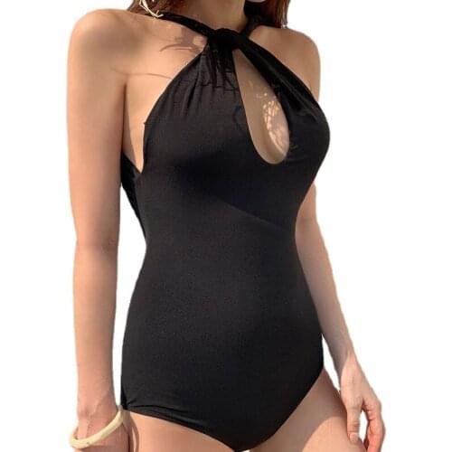 Women One Piece Suits Backless Sexy Black Monokini Seaside Hot Spring Beach Swimwear Swimsuit Tankini Bathing Suit