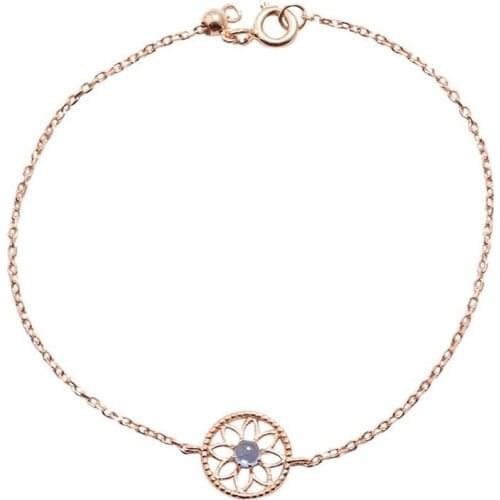 925 Sterling Silver Blue Lotus Bracelets Sweet Fresh Korea Temperament Hollow Sun Flower Geometric Round Circle Women Bracelets