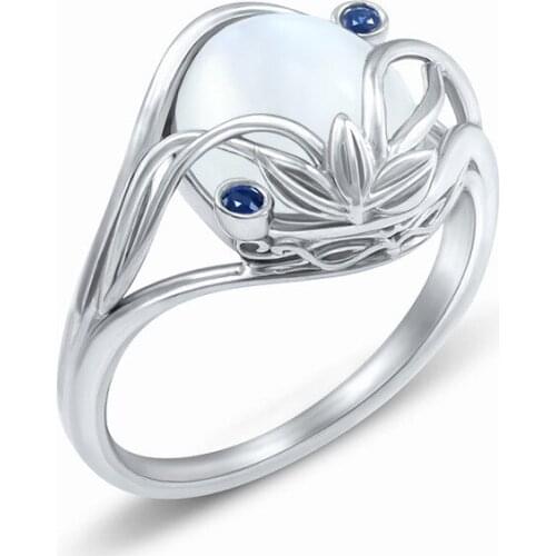 Retro Wind Leaf Pearl Lady Ring Classic Hollowed Out Exquisite Line Ring Wedding Party Mothers Birthday Gift Lady Ring Jewelry