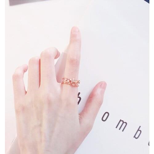 Fashion Exquisite Sweet Butterfly Flower Double Opening Zircon Ring For Women Personality Rhinestone Open Ring Adjust Jewelry