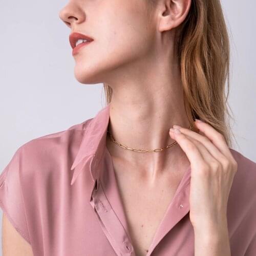 ZMZY Thick Chunky Chain Necklace Necklaces for Women Gold Plated Necklace Linked Stainless Steel Choker Jewelry Gift DIY