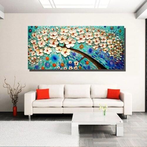 100% Hand-painted Free Shipping red tree Abstract Oil Painting White Knife Painting on the Canvas Pictures Art Home Decoration