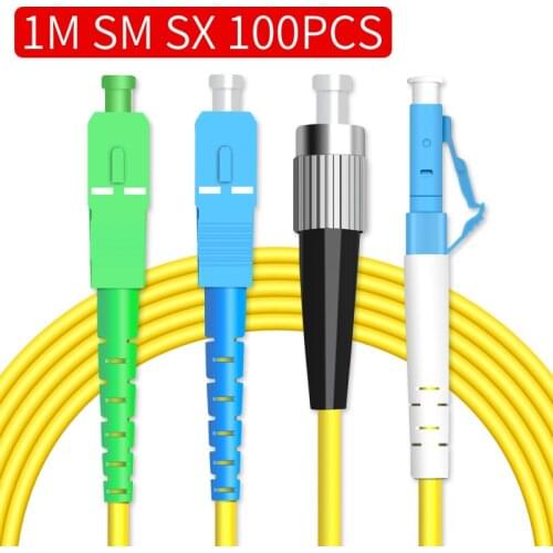 100pcs fiber Patch Cord Jumper SC/APC to fc UPC Singlemode SM LC SC FC ST 9/125um Simplex SX 1 m ftth CATV fiber patch cable