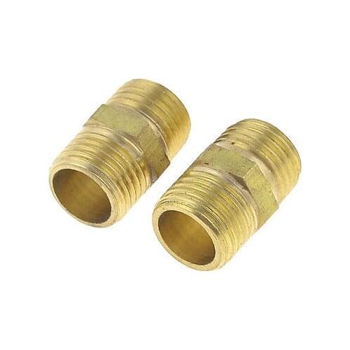 2 x Gold Tone Airbrush Coupling Fitting Hex Nipple Threaded Connector 1/8PT/1/4PT/3/8PT1/2PT/3/4PT