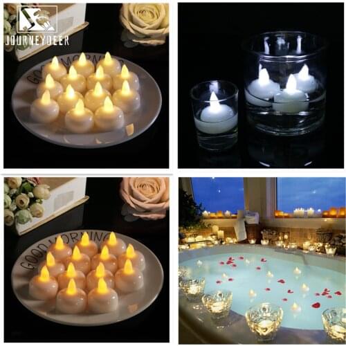 3/6Pcs LED Flickering Flameless Waterproof Candle Lights Tea Candles Battery Powered Floating on water Halloween Home Decoration