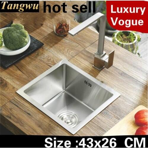 Free shipping Apartment balcony kitchen manual sink single trough vogue wash vegetables 304 stainless steel hot sell 430x260 MM