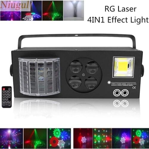 Wireless Remote Control LED 4in1 Laser Flash Gobo Strobe Butterfly Derby Light Disco Party Home Entertainment Stage Light Effect