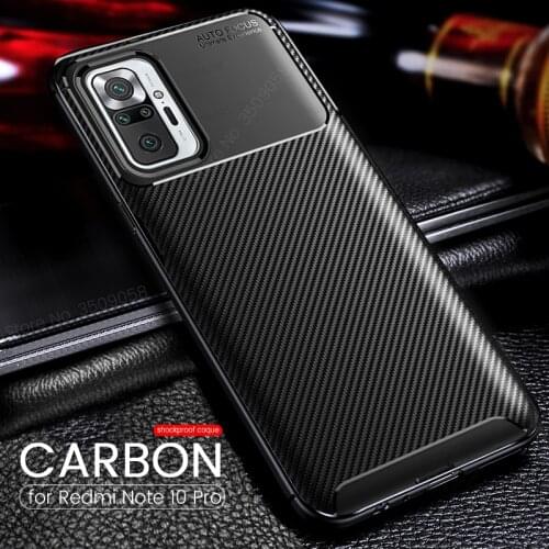 Redmy note10 pro case carbon fiber slim soft silicone bumper back cover for xiaomi redmi note 10 pro shockproof protective coque
