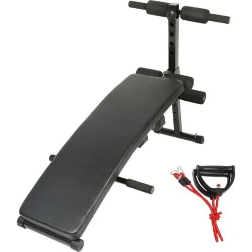 Black Multi-Functional Foldable Abdominal And Back Weight Training Bench Board With 2 Dumbbells And 2 Training Ropes HWC
