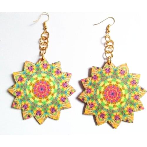 Wood Love Round Drop Earrings Women Drop Earrings Fashion Jewelry Eardrop Personality Hollow Hoop Earrings