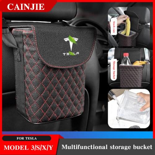 For Tesla Model 3 2021 Accessories Multifunctional storage bucket Model Three model S X Y trash can car garbage can