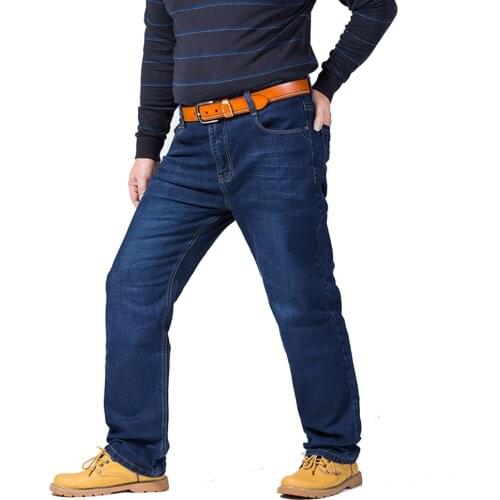 Classic Jeans For Men Spring Autumn Big Size Male High Quality Elastic Blue Denim Pants Straight Stretch Baggy Trousers 44 46 48