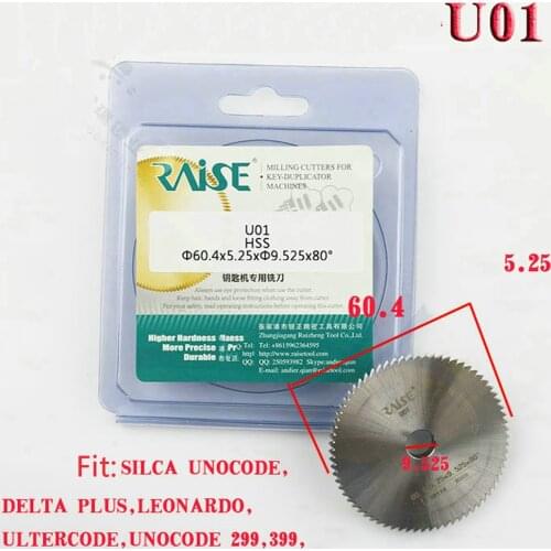 Raise U01 Angle Milling Cutter 60.4x5.25x9.525mm HSS Key Cutter For SILCA UNOCODE 399 Series Key Cutting Machines