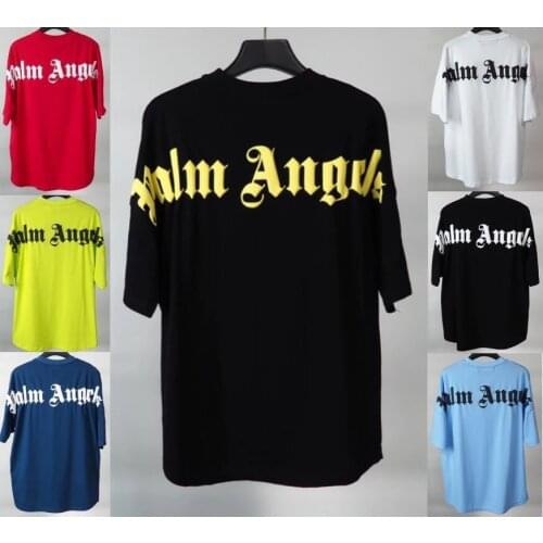 Palm Angels 21SS Letter Logo boyfriend gift Men Women Unisex Lovers Bat sleeve Fashion Casual Short sleeve Round neck t shirt
