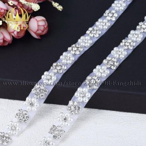 FZD 10 Yards Crystal Rhinestone Hot Fix Crystal Rhinestone Applique Fashion Sewing on Beaded Decoration for Bridesmaid Dresses