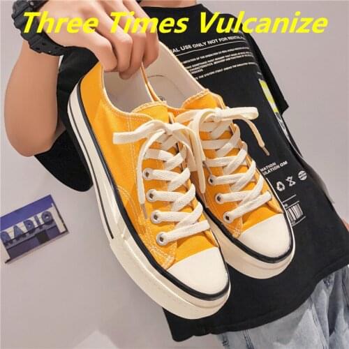 Man Vulcanize Shoes Mens Canvas Casual Sneakers Boy Sport Summer Three Times Vulcanize High Top 2021 Walking Flats