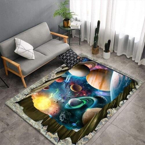 Space Universe Planet 3D Carpets for Kids Bedroom Game Large Area Rugs Soft Flannel Child Play Carpet Baby Gamer Crawl Floor Mat