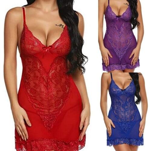 Summer Sexy Nightdress Deep V Lace Sleepwear Women Lingerie Satin Sleeveless Nightgown Night Gown Sexy Nightwear Sleep Tops