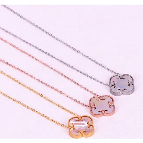 Fashion shell fishtail four-leaf clover necklace female fashion trendy mother-of-pearl clover clavicle chain