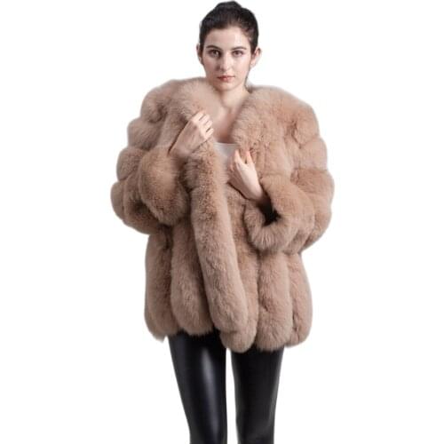 QIUCHEN PJ8128 2020 new arrival FREE SHIPPING women winter real fox fur coat hot sale big fur long sleeve fashion girls jacket
