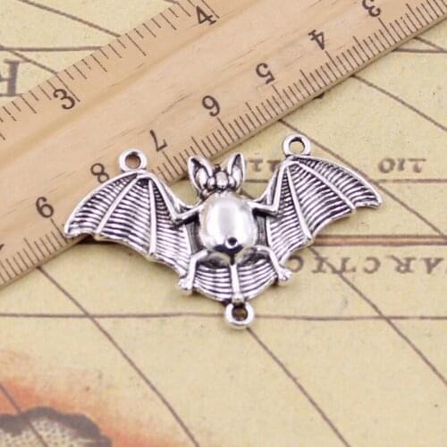 6pcs Charms Bat Vampire Dracula Connector 29x47mm Tibetan Silver Pendants Antique Jewelry Making DIY Handmade Craft