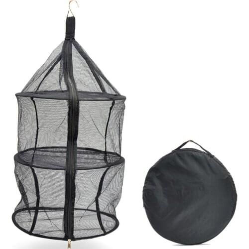 Hanging Drying Rack Mesh Collapsible Net Dryer 3 Layer Black Zippers Mesh Dry Rack Ideal for Indoor/Outdoor Closets, Grow Tents