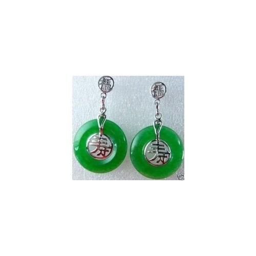 Lovely Fine Womens queen shou Fashion green gem sto long life earring 925 hook wholesale 1[pair] earrings marvel choker