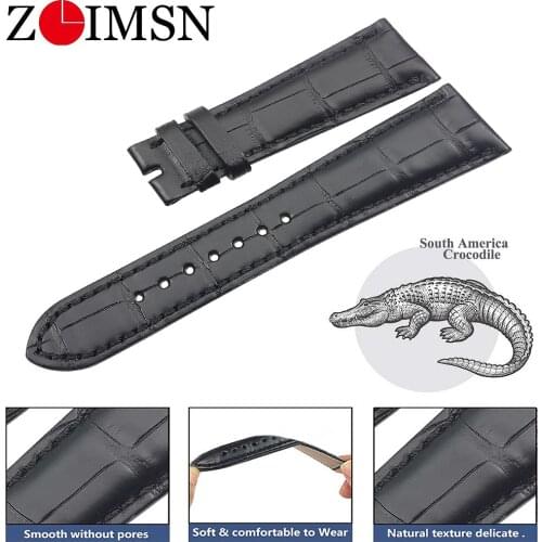 ZLIMSN Genuine Crocodile Leather Watch Band 21mm for Patek Philippe 5369G Providing Private Custom Service Alligator Strap