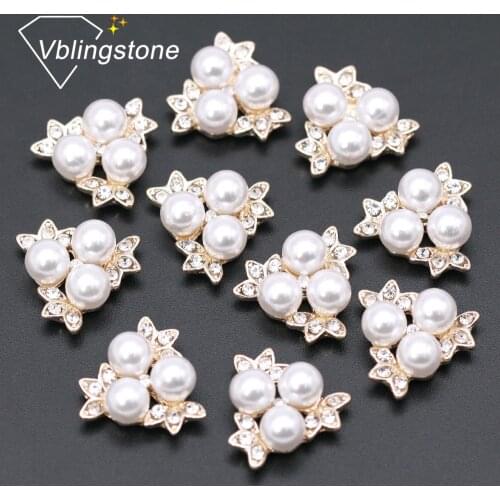 20*20MM Pearls Flower Rhinestone Non Hotfix Rhinestones For Clothing Decoration Glitter Beads Glue On Sewing Accessories 10pcs