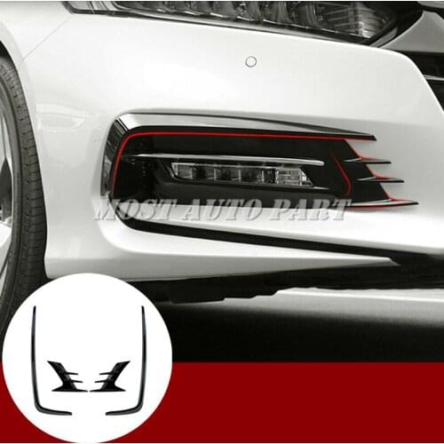 Carbon Style Black Front Bumper Spoiler Fog Light Trim Cover 4pcs For Honda Accord 2018-2021 Car Decoration Car Trim