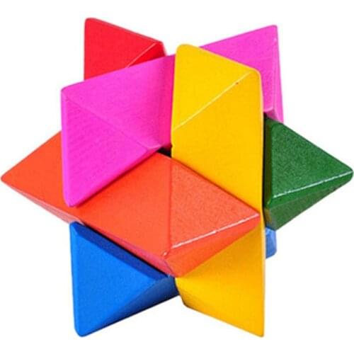 Unique Classical Intellectual Cube Educational Toy Model Building Kits For Kids 3D Wooden Puzzle Toys Game Kongming Lock